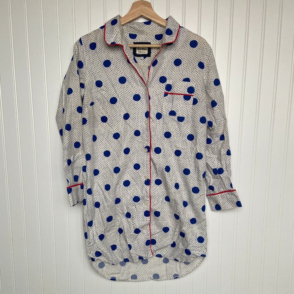 BODEN Nightgown Women's Small Red, White, Blue - Polkadot, 100% Cotton